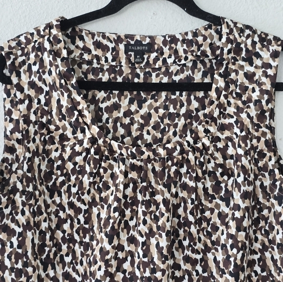 Talbots Top Womens Medium Sleveless Animal Print Leopard Work Casual - Picture 2 of 8